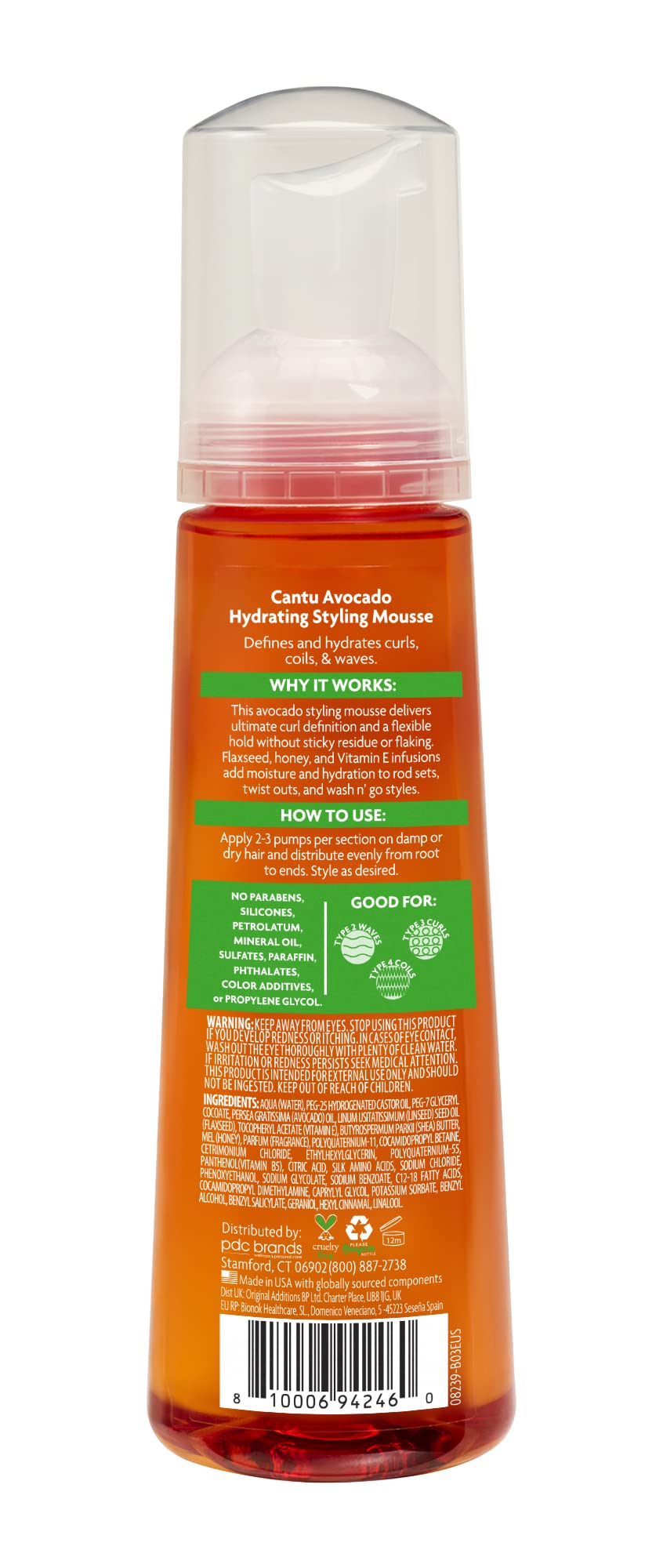 Cantu Avocado Hydrating Mousse, 8.4 fl oz (248 ml) Beauty & Personal Care Cantu