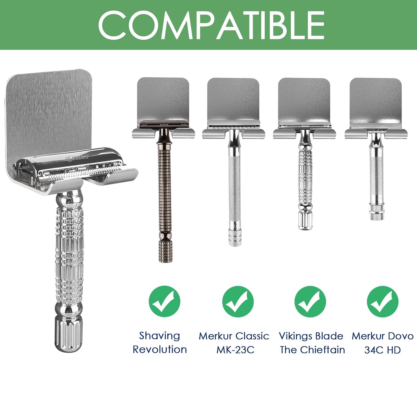 Linkidea Stainless Steel Razor Holder 8 Pack, Shower Wall Mount Shaver Hook No Drill Bathroom Storage Rack Compatible with Safety Razors (Silver) Beauty and Personal Care Linkidea
