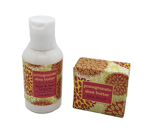 Greenwich Bay Trading Company Botanical Collection Bundle: Pomegranate - 2oz Mini Wrapped Soap Block + 2oz Mini Shea Butter Lotion, 1 Count (Pack Beauty & Personal Care Greenwich Bay Trading Company