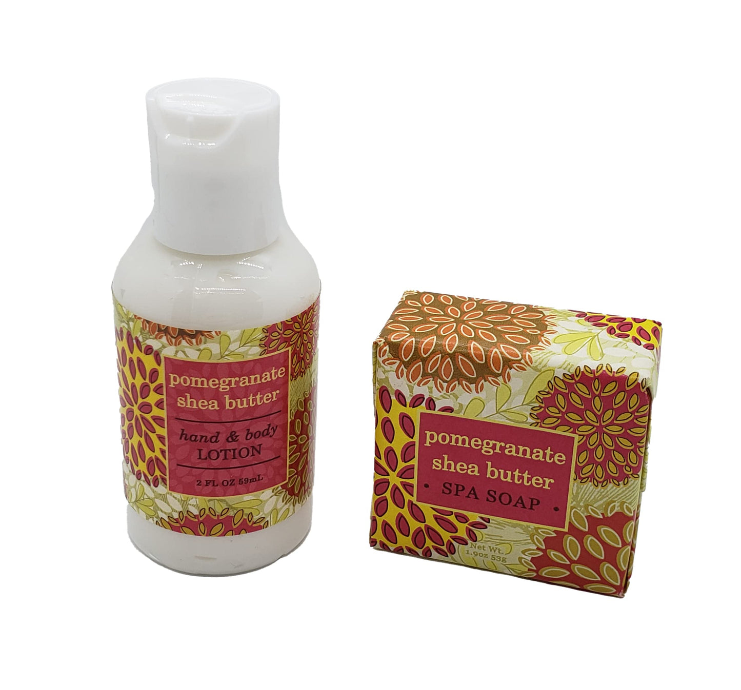 Greenwich Bay Trading Company Botanical Collection Bundle: Pomegranate - 2oz Mini Wrapped Soap Block + 2oz Mini Shea Butter Lotion, 1 Count (Pack Beauty & Personal Care Greenwich Bay Trading Company