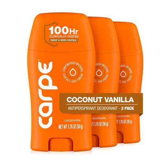 Carpe Underarm Antiperspirant - Coconut Vanilla Deodorant for Women - 100 Hour Sweat & Odor Control - Deodorant for Sweating - Clinical Strength Beauty and Personal Care Carpe