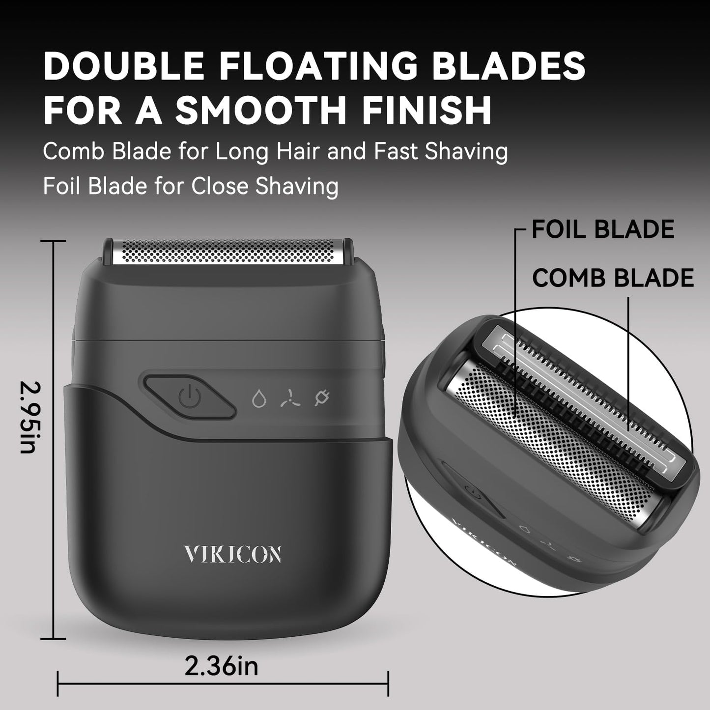 VIKICON® Electric Foil Shavers for Men, Compact Travel Face Shaver, Mini Razor for Shaving Face, Portable On-The-Go Shaver w/Dual Floating Blades Beauty and Personal Care VIKICON