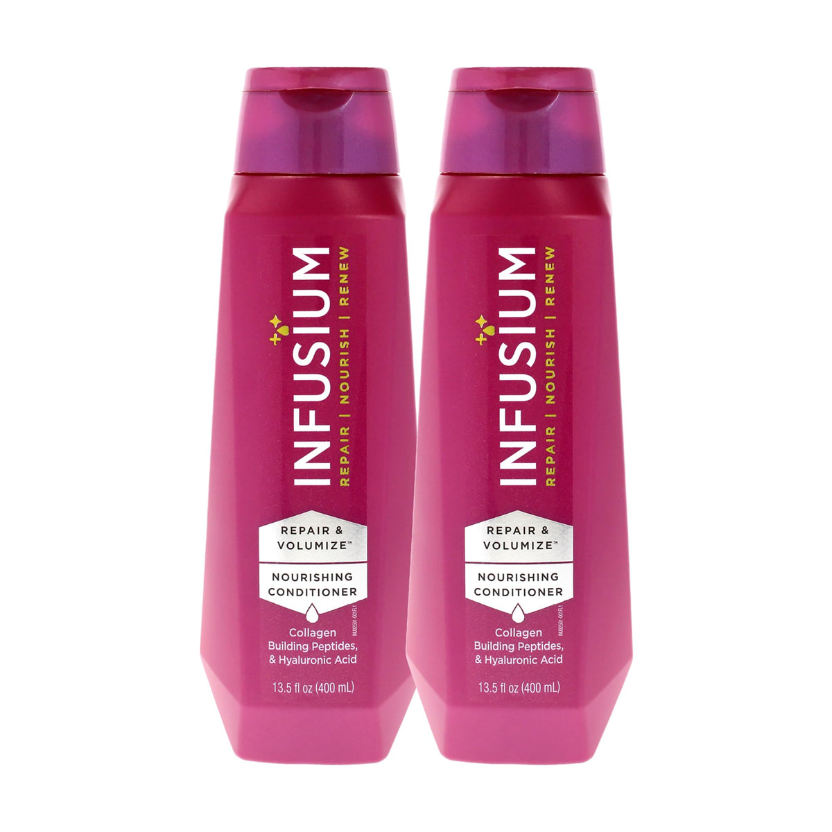Infusium Repair and Volumize Conditioner - Hair Conditioner with Collagen and Hyaluronic Acid - Plumps Hair, Reduces Brittleness and Frizz - 2 pc