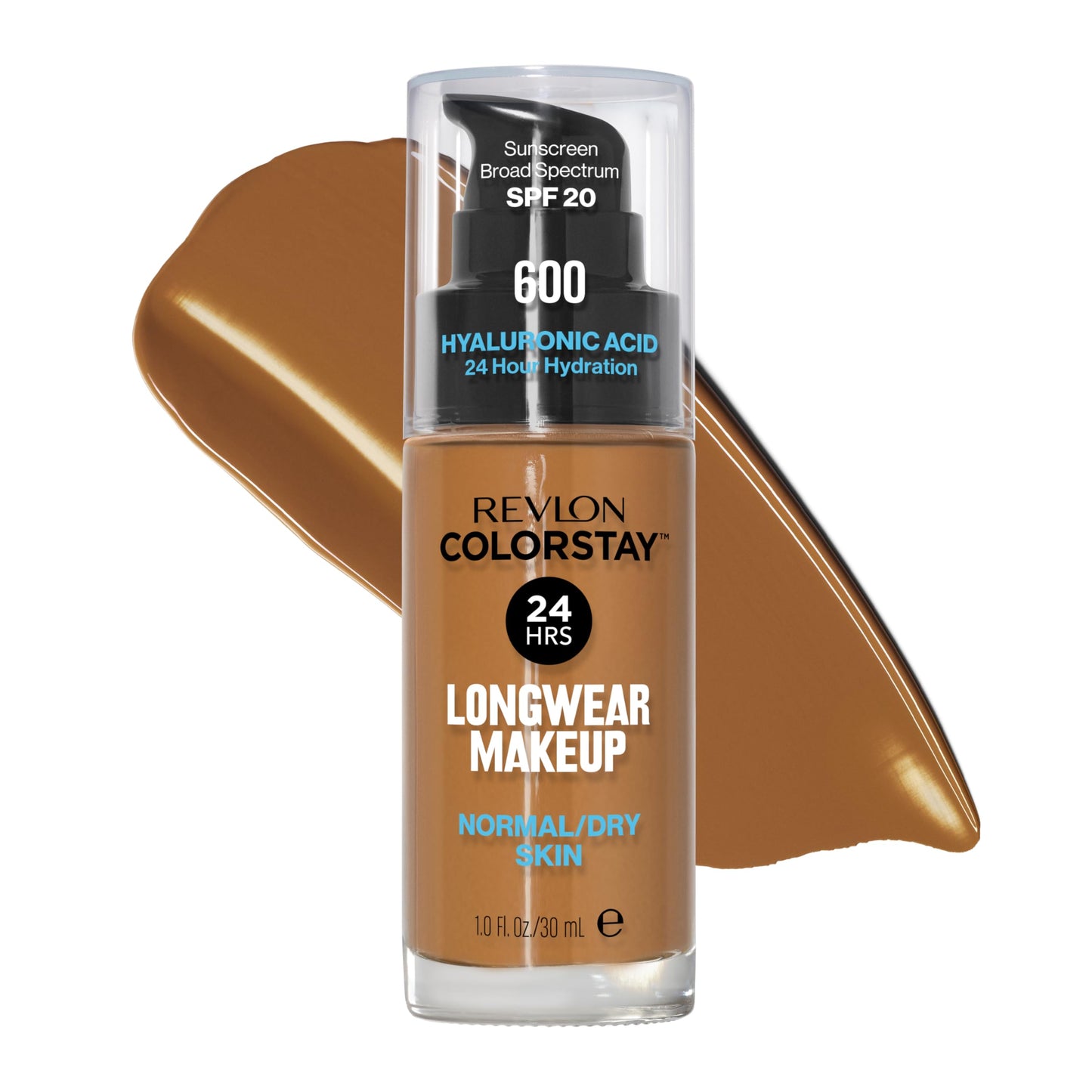 Revlon Liquid Foundation, ColorStay Face Makeup for Normal & Dry Skin, SPF 20, Longwear Medium-Full Coverage with Natural Finish, 600 Cinnamon, 1 Fl Beauty & Personal Care REVLON