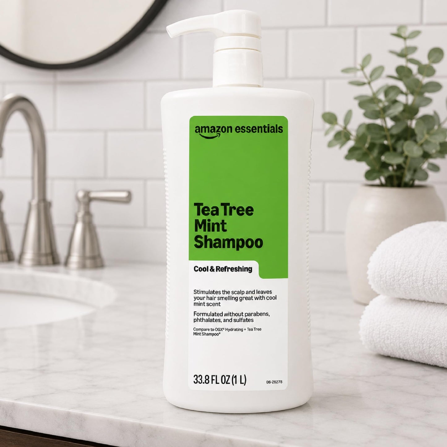 Amazon Essentials Tea Tree Mint Shampoo, Cool & Refreshing, Sulfate-free Formula, 33.8 Fl Oz, Pack of 1 Beauty and Personal Care Amazon Essentials