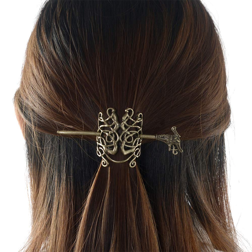 Large Celtic Knots Dragon Hairpins -Norse Viking Crown Hair Jewelry for Long Hair Braids Barrettes Vintage Viking Runes Women Girl Hairpin Hair Clips Beauty & Personal Care idavallen