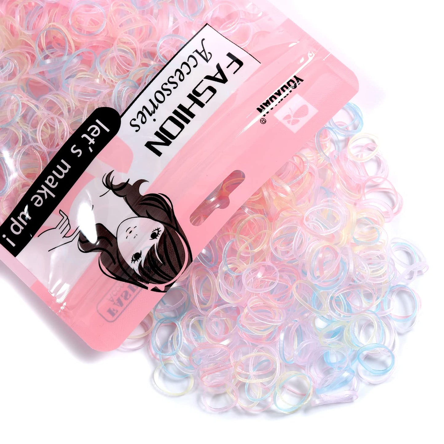 Youxuan Mini Hair Elastics for Girls Transparent Rubber Bands, 1000 PCS, Multi Color Beauty & Personal Care YOUXUAN