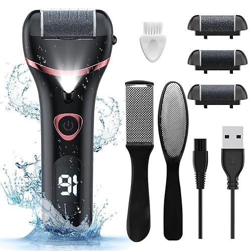 Electric Foot Callus Remover, Rechargeable Portable Electronic Foot File Pedicure Kits, Waterproof Foot Scrubber File, Professional Pedicure Tools Beauty & Personal Care Geopu