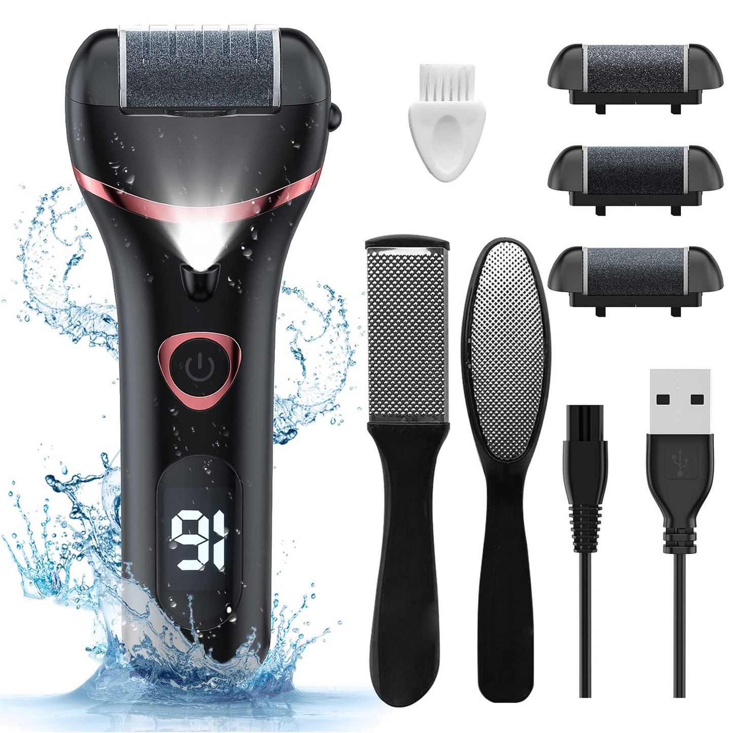 Electric Foot Callus Remover, Rechargeable Portable Electronic Foot File Pedicure Kits, Waterproof Foot Scrubber File, Professional Pedicure Tools Beauty & Personal Care Geopu