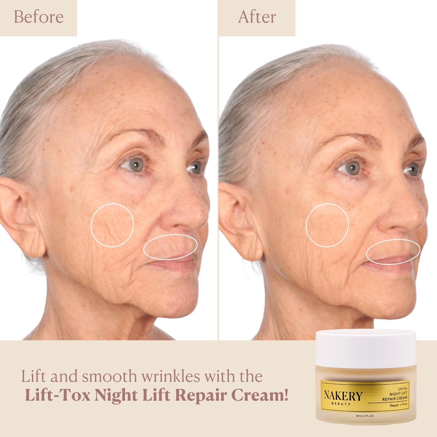 Nakery Lift-Tox Night Cream for Women - Overnight Anti Wrinkle Face Cream for Firmer & Smoother Complexion - Hydrating Night Cream for Women Beauty & Personal Care Nakery