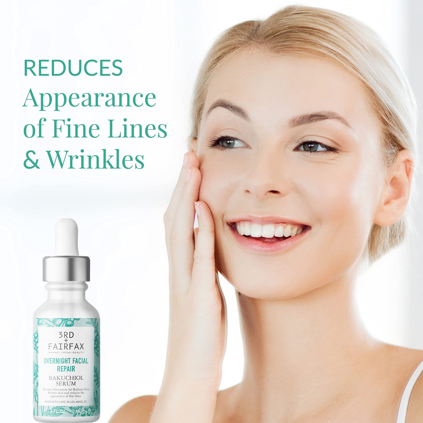3rd + Fairfax Beauty - Bakuchiol Plant Based Retinol Alternative Facial Serum, Serum for Face, Nightly Face Care for Sensitive Skin, Overnight Repair Beauty & Personal Care 3rd + Fairfax Beauty