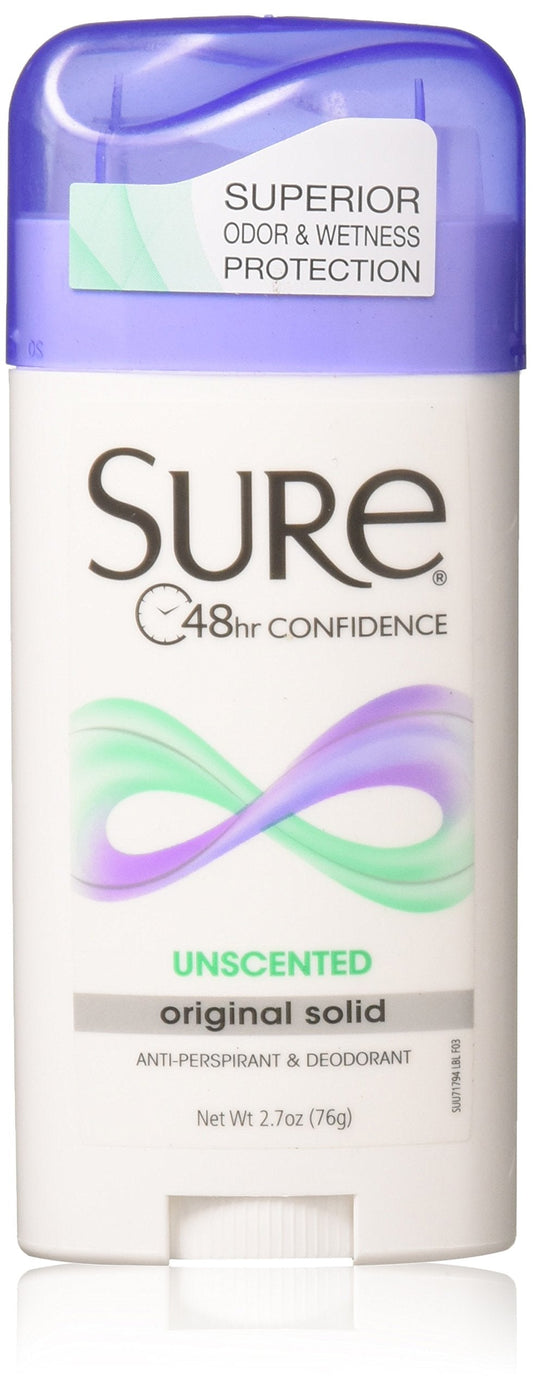 Sure Original Solid Unscented, Anti-Perspirant Deodorant 2.70 oz (Pack Of 3) Beauty and Personal Care Sure