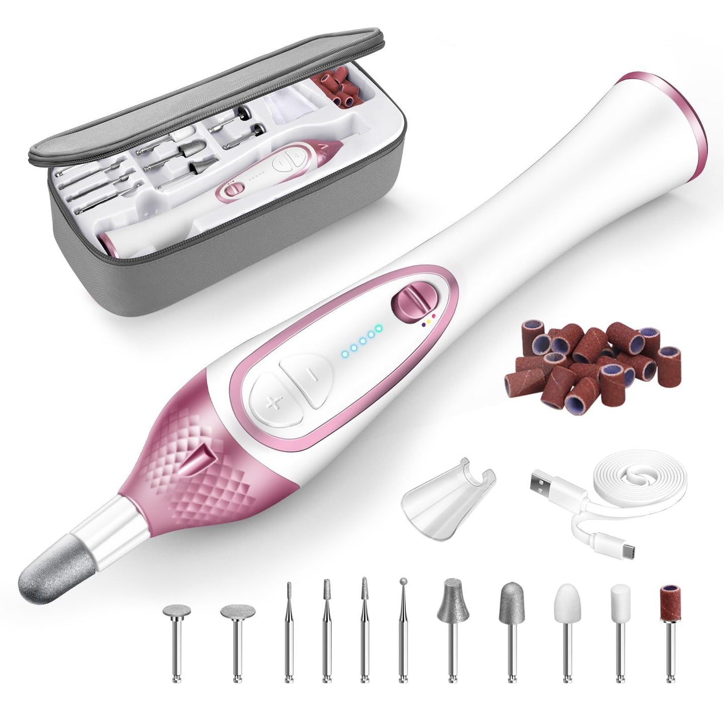 36-Piece Professional Manicure Pedicure Kit-Cordless Electric Nail File Kit,20000RPM, 11Pcs Bits,4 Speed,Rechargeable Pedicure Tool for Feet,Hand Foot Beauty & Personal Care ISTON