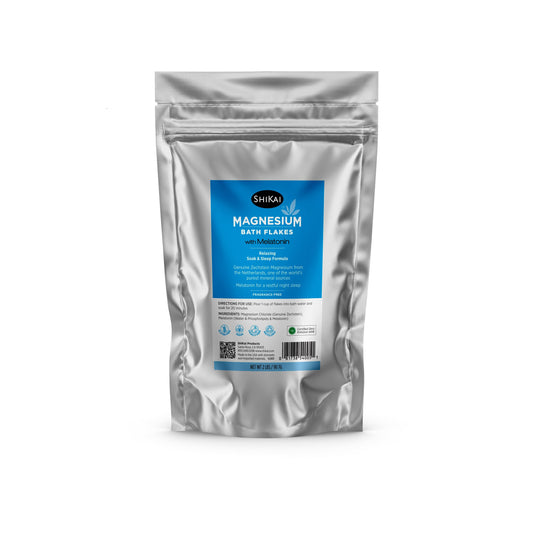 ShiKai Magnesium Bath Flakes with Melatonin (32 oz) - Bath Salt Soak for Muscle Relief - Enhance Sleep - Fragrance Free Beauty and Personal Care ShiKai