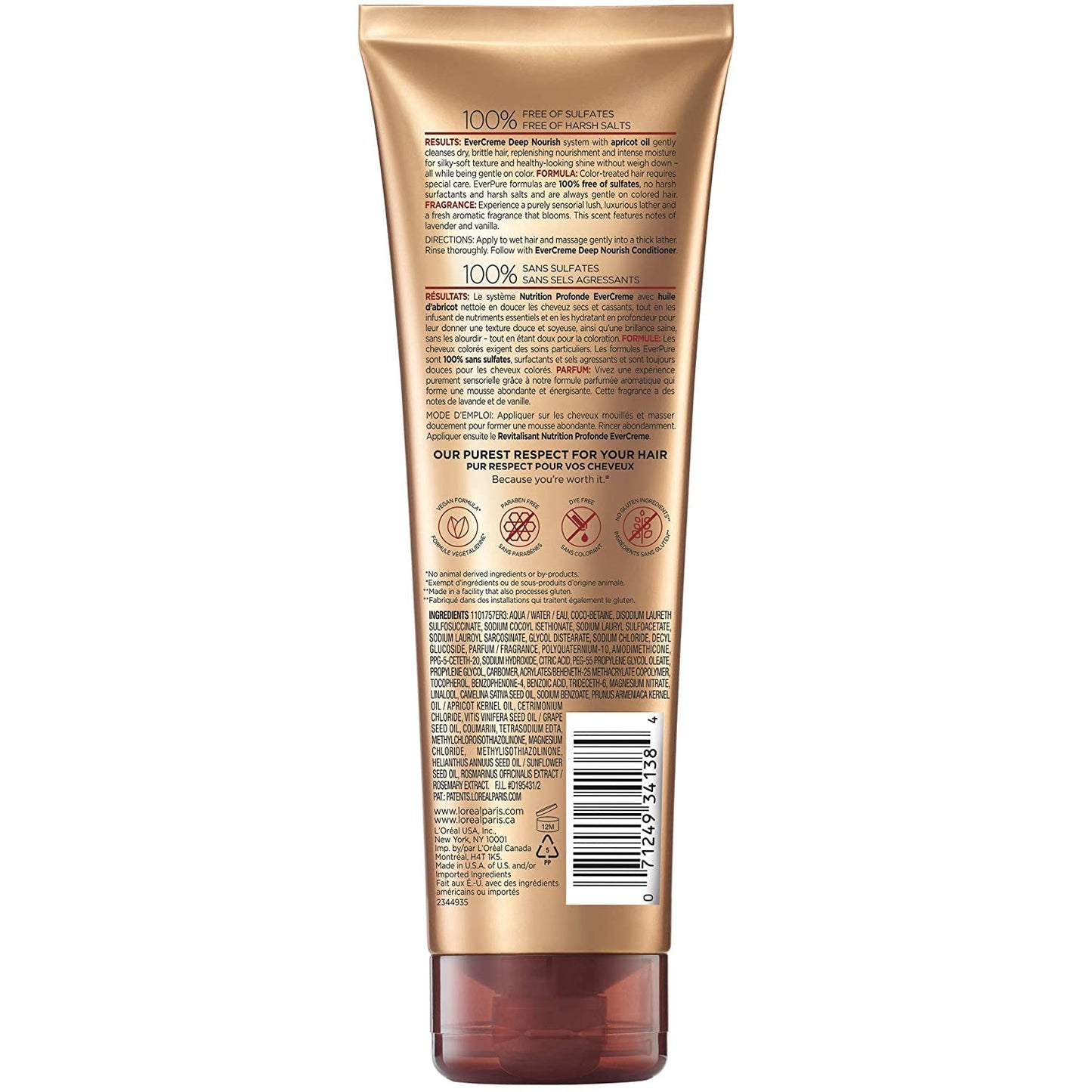 L'Oreal Paris EverCreme Sulfate Free Deep Nourish Shampoo, 8.5 Ounce (Pack of 2) Beauty & Personal Care L'Oreal Paris