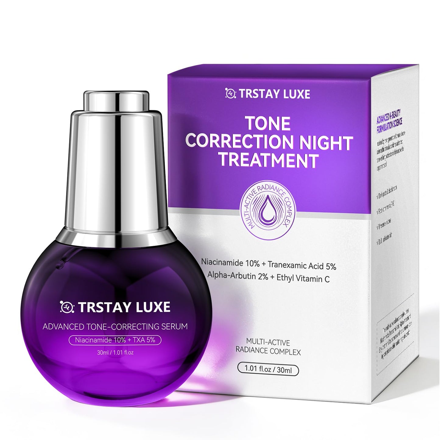 TRSTAY LUXE Night Serum for Uneven Skin Tone, Dark Spots & Post-Blemish Marks, 10% Niacinamide, 5% Tranexamic Acid, 2% Alpha-Arbutin + Ethyl Vitamin Beauty & Personal Care TRSTAY LUXE