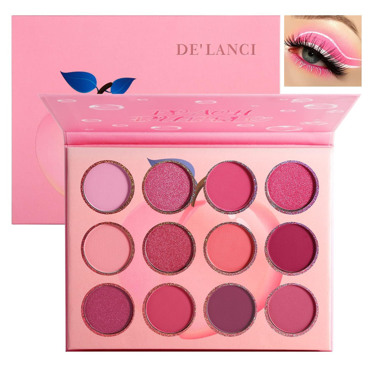 Pink Eyeshadow Palette,12 Colors Peach Matte & Shimmer Highly Pigmented Pink Mini Makeup Eyeshadow Pallet, Warm Natural Blendable Long Lasting Beauty & Personal Care BEUSELF