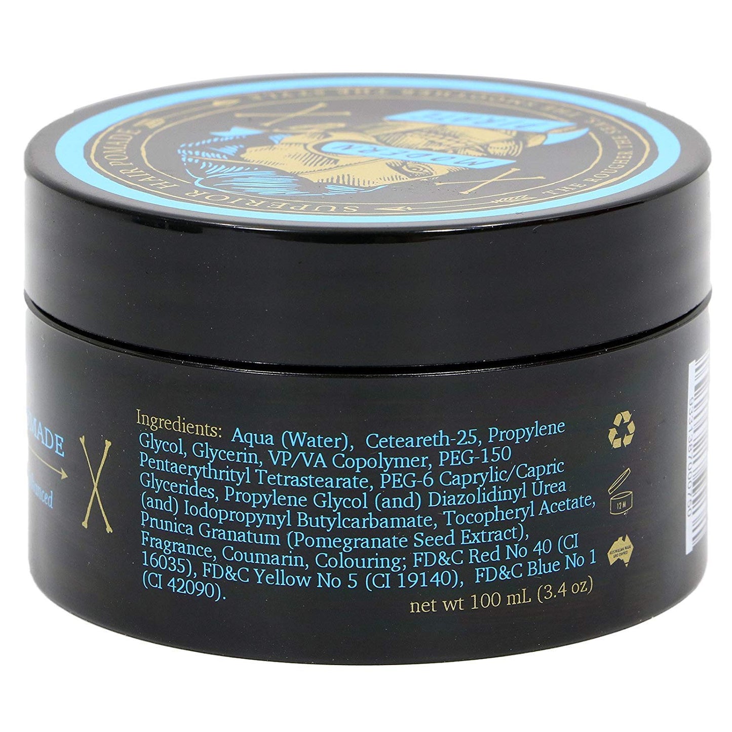 Modern Pirate Superior Hair Pomade 3.4 oz - Medium Strong Hold & Medium Shine - Water Soluble & Naturally Enhanced Beauty & Personal Care Modern Pirate