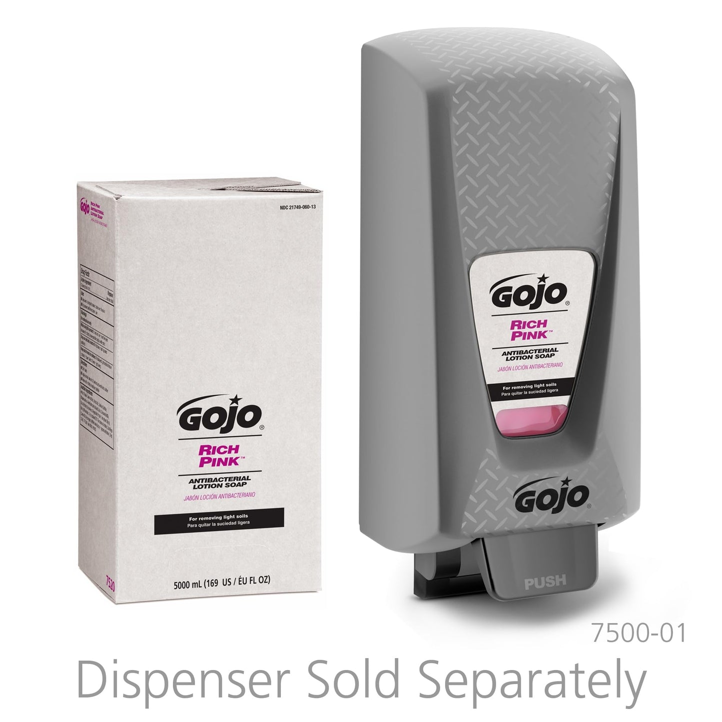 GOJO RICH PINK Antibacterial Lotion Soap Floral Balsam Fragrance, 5000 mL Lotion Hand Soap Refill PRO TDX Push-Style Dispenser (Pack of 2) - 7520-02 Beauty & Personal Care GOJO