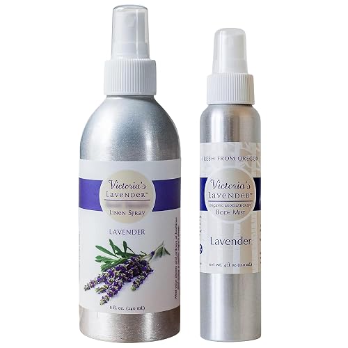 Victoria's Lavender Pillow and Linen Spray Mist (8 oz) and Aromatherapy Body Mist (4 oz) - After Sun Solar Recovery Spray with Aloe Vera and Lavender Beauty & Personal Care Victoria's Lavender