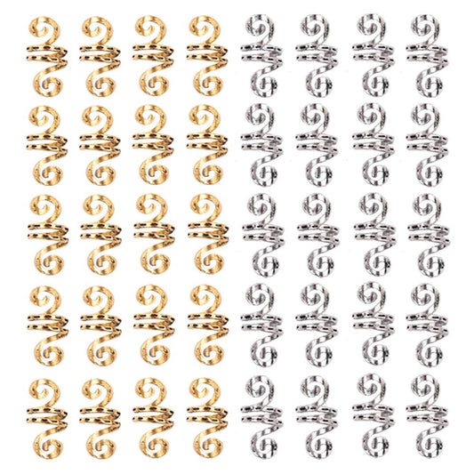 Hair Tube Beads Dreadlocks Beads Hair Spiral Hair Braiding Jewelry Hair Decoration Accessories Braid For Hair 40 Pieces,gold and silver Beauty & Personal Care N\A