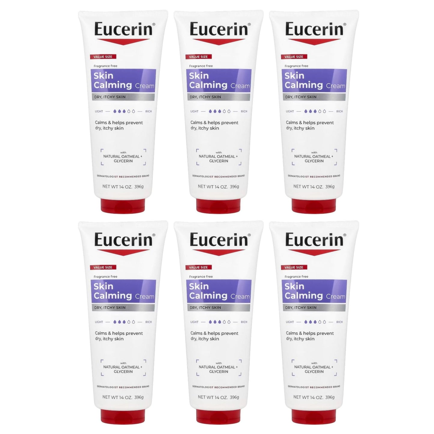 Eucerin Creme Skin Calming 14 Ounce Tube (Fragrance-Free) (414ml) (6 Pack) Beauty & Personal Care Eucerin