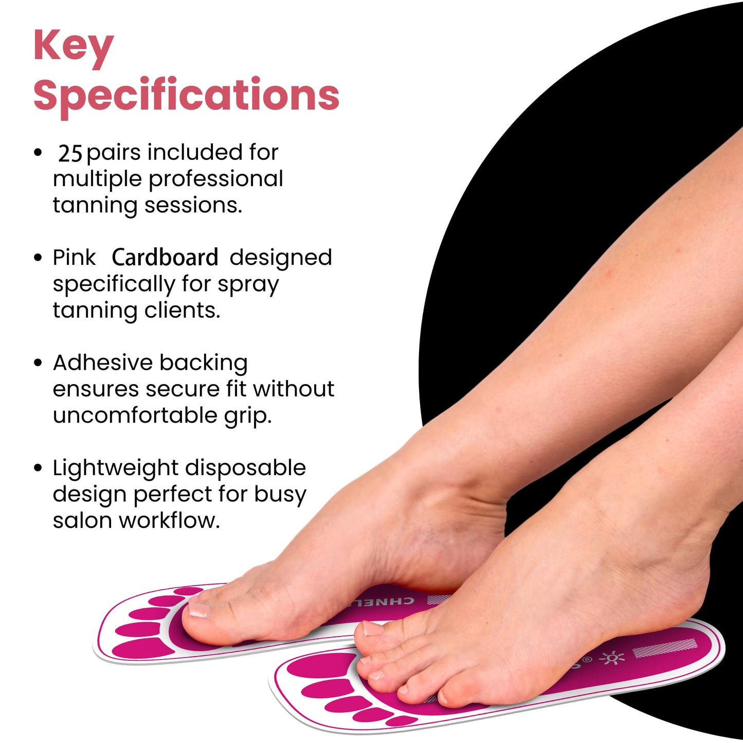 Pink 25Pairs(50Feets) Disposable Spray Tanning Feet Pads for Hygienic Foot Protectors,Comfortable & Hygienic Spray Tan Pads Feet-Specifically for the Beauty & Personal Care CHNELSS
