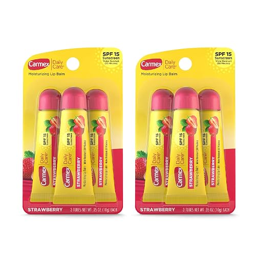Carmex Daily Care Moisturizing Lip Balm with SPF 15, Strawberry Lip Balm Tubes, 0.35 OZ Each - 3 Count (Pack of 2) Beauty & Personal Care Carmex