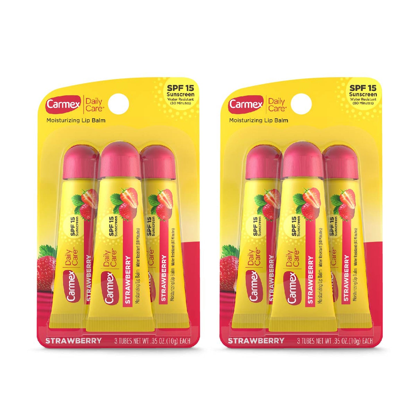 Carmex Daily Care Moisturizing Lip Balm with SPF 15, Strawberry Lip Balm Tubes, 0.35 OZ Each - 3 Count (Pack of 2) Beauty & Personal Care Carmex