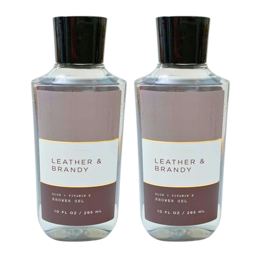 Bath & Body Works Shower Gel, Set of 2 Bottles, Each Bottle 10oz (Leather Brandy) Beauty & Personal Care Bath & Body Works