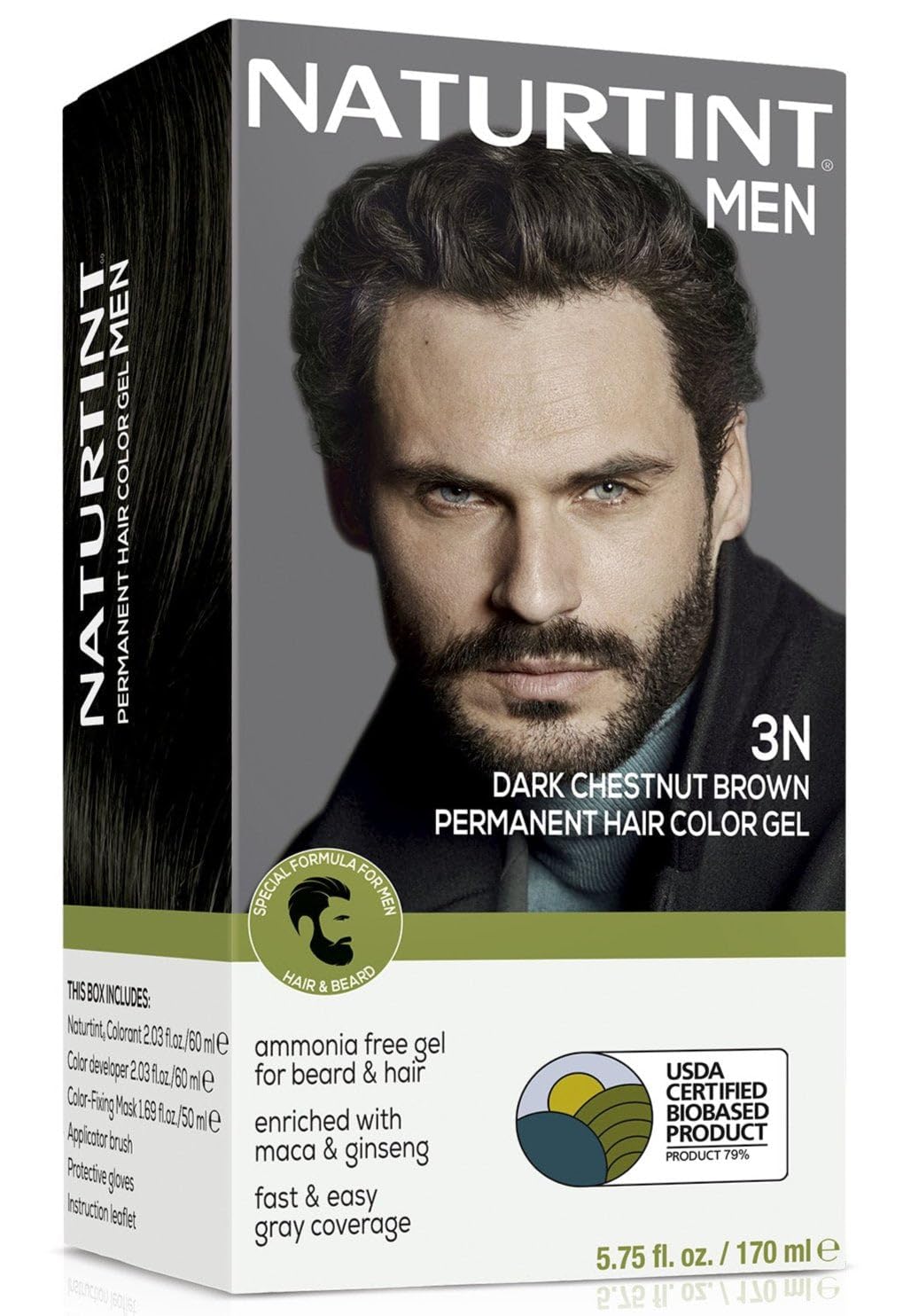 Naturtint Mens Permanent Hair Color for Hair Beard and Mustache (3N Dark Chestnut Brown) Beauty & Personal Care Naturtint