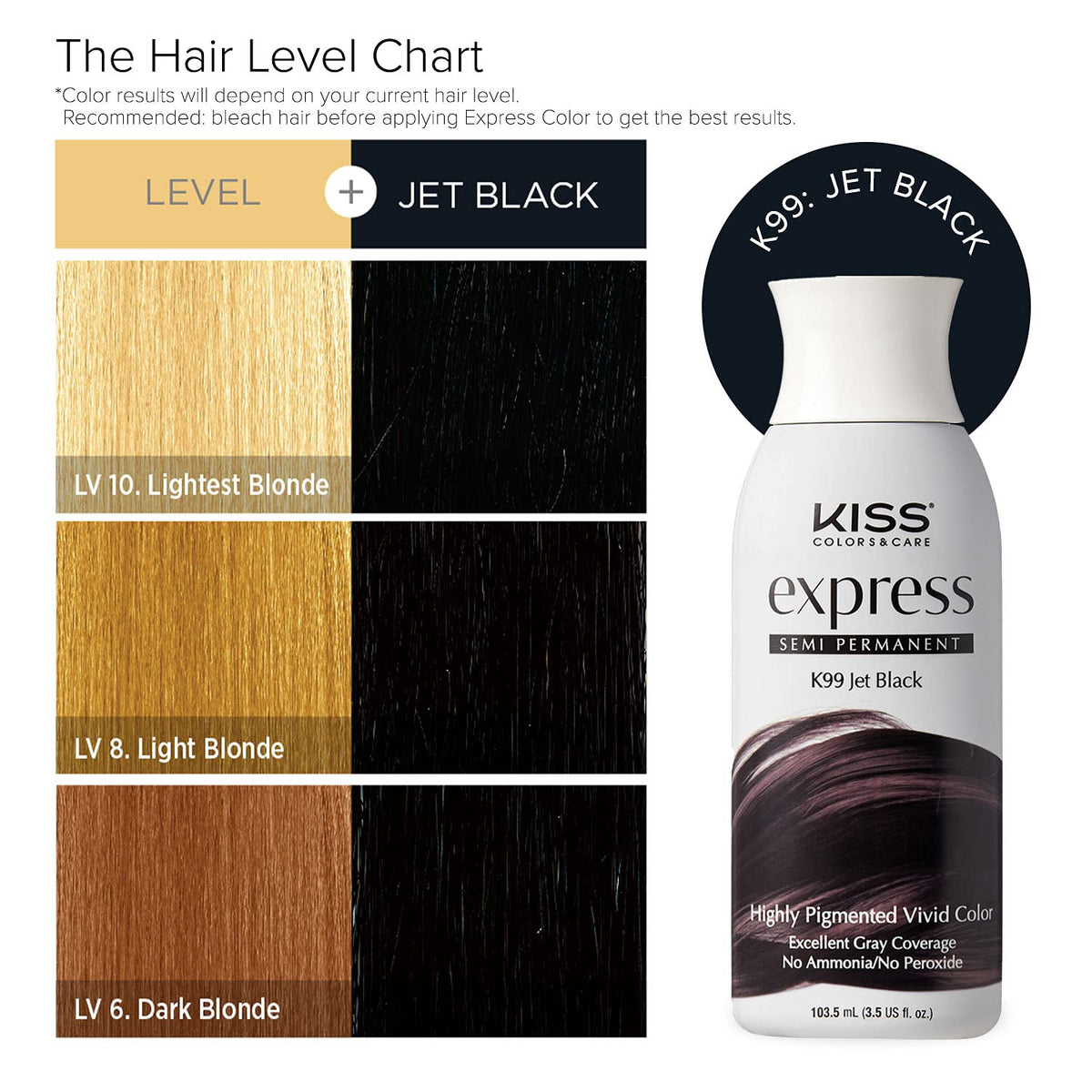 Kiss Express Color #K99 Semi- Permanent Jet Black 3.5 Ounce Beauty & Personal Care Kiss