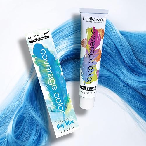 Hellawell Professional Hair Dye. Coverage Color Fantasy - Semi-permanent oxidation coloring cream. Sky Blue 2.11oz Beauty & Personal Care HELLAWELL PROFESSIONALS