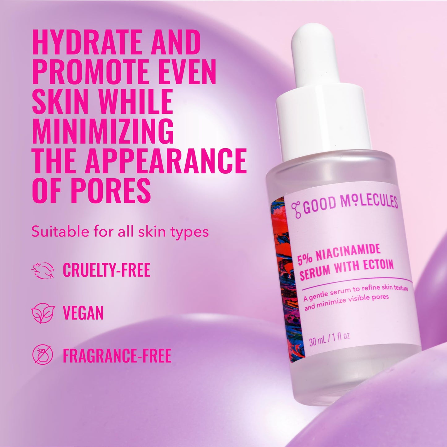Good Molecules 5% Niacinamide Serum with Ectoin - Ultra Hydrating Serum to Target Enlarged Pores and Blemishes - Moisturizing, Pore Minimizer for Face Beauty and Personal Care Good Molecules