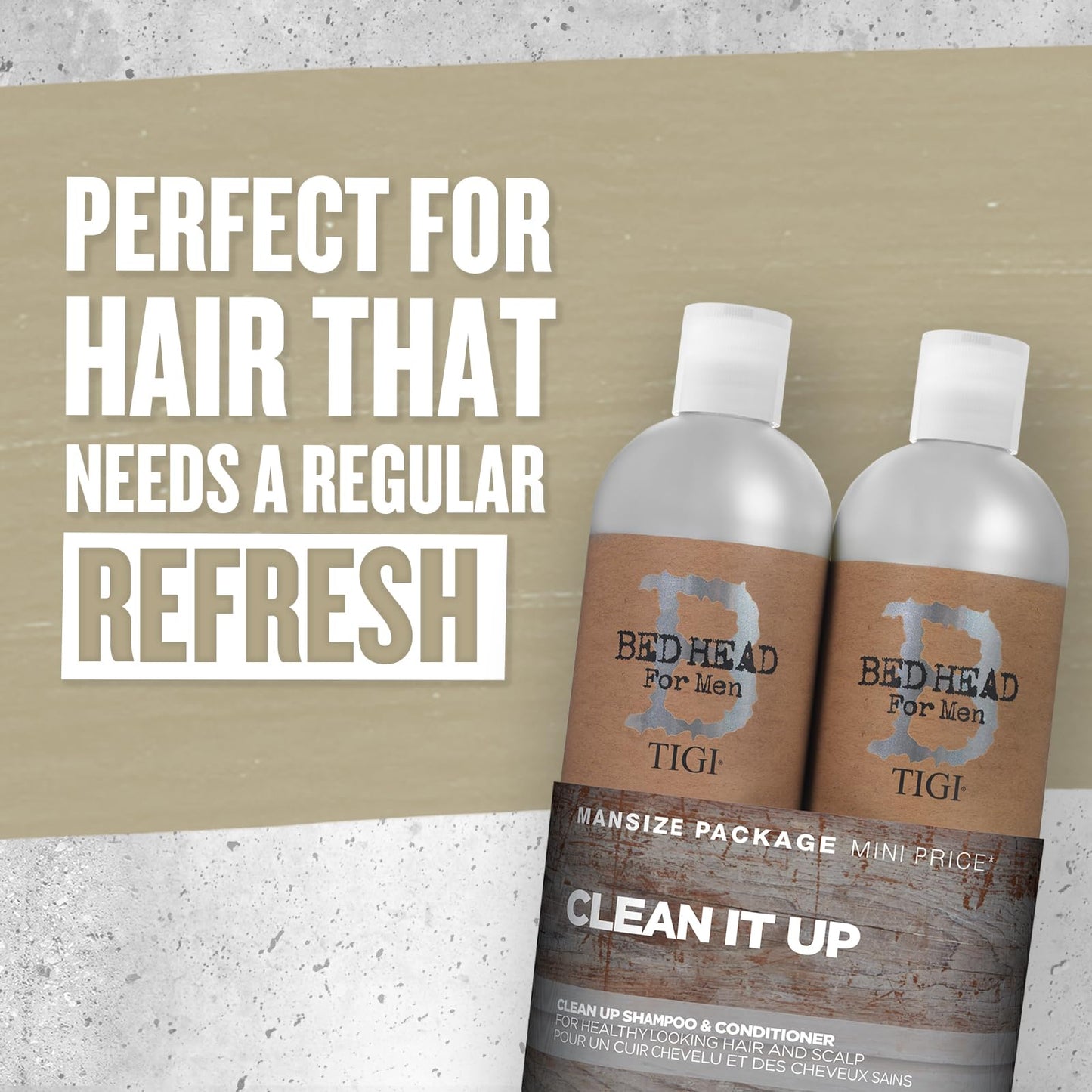 Tigi Bed Head B for Men Clean Up Kit - 2 Pc, 25.36 Oz Shampoo, 25.36 Oz Conditioner, Gluten Free, Peppermint Scent, Menthol, 1 Count Beauty & Personal Care TIGI