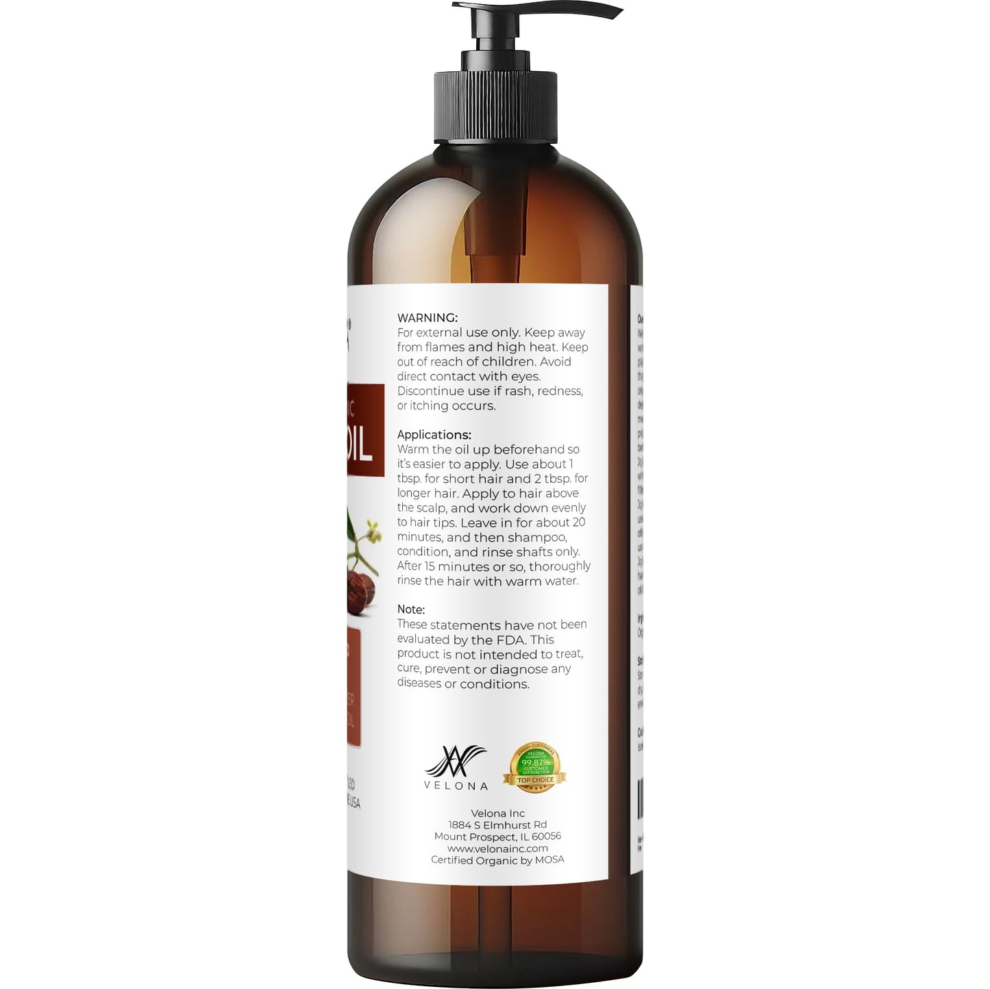 velona Jojoba Oil USDA Certified Organic - 16 fl oz (With Pump) | 100% Pure and Natural | Golden, Unrefined, Cold Pressed, Hexane Free | Moisturizing Beauty & Personal Care velona