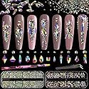 Multi Shapes 3D Glass AB Crystal Nail Art Rhinestones Kit with Flatback Round Bead Charm Gem Stone Jewelry Diamond with Pickup Pen + Tweezer Beauty & Personal Care BELLEBOOST
