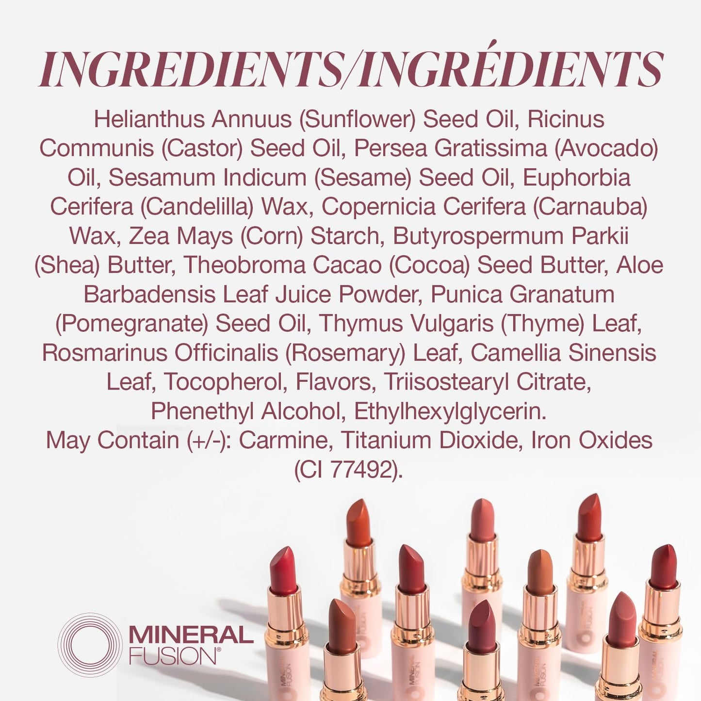 Mineral Fusion Long-Lasting Lipstick, Vivid & Smudge-Free Lip Color with Avocado Oil, Cocoa Seed Butter, Free of FD&C Dyes, Paraben and Gluten, Beauty & Personal Care Mineral Fusion