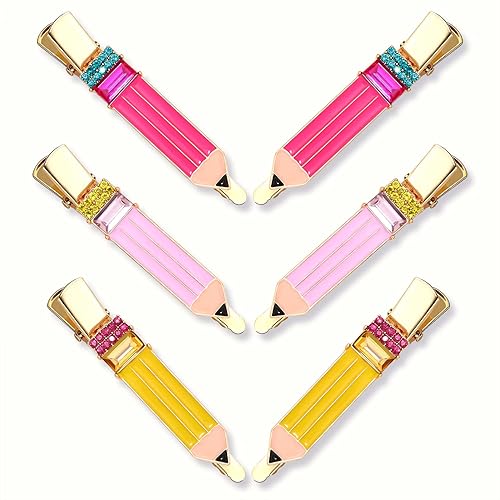HZEYN Pencil Hair Clip - 6 Pack Teacher Hair Clips Funny Pencil Hair Clips Back To Shool Hair Accessories for Teachers Student Beauty & Personal Care HZEYN