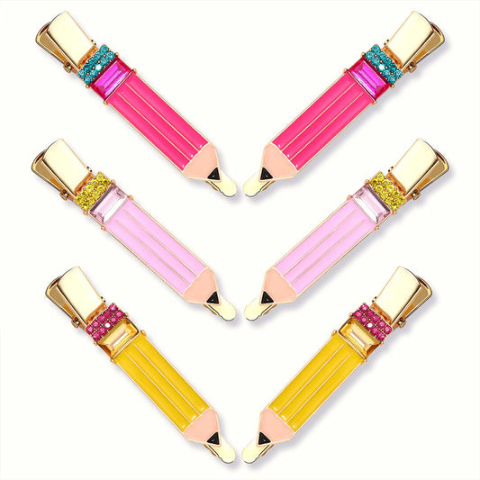 HZEYN Pencil Hair Clip - 6 Pack Teacher Hair Clips Funny Pencil Hair Clips Back To Shool Hair Accessories for Teachers Student Beauty & Personal Care HZEYN