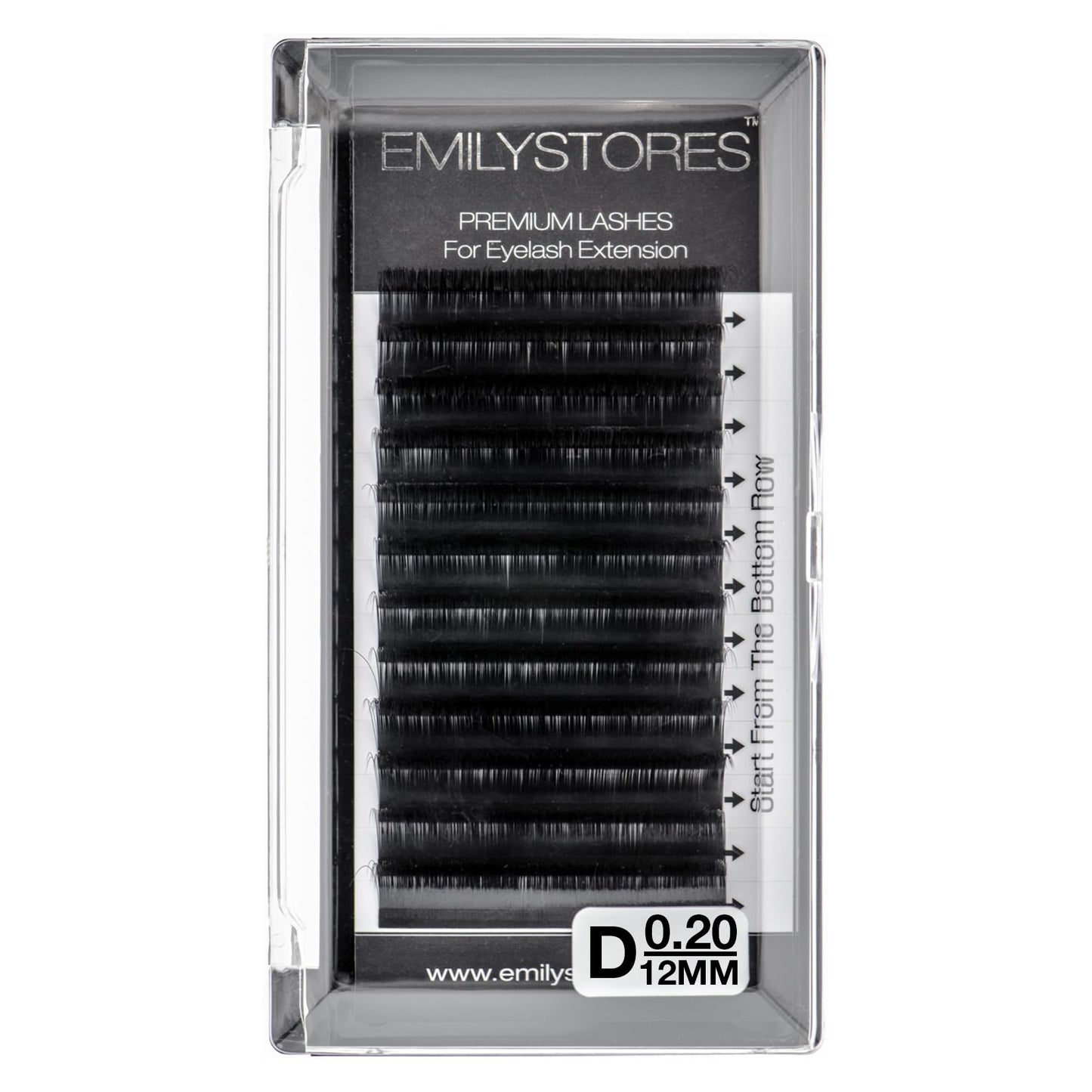EMILYSTORES Eyelash Extensions 0.20mm Thickness D Curl Length 12mm Individual Eye Lashes Single Size For Lash Extension (0.20,D,12mm) Beauty & Personal Care EMILYSTORES