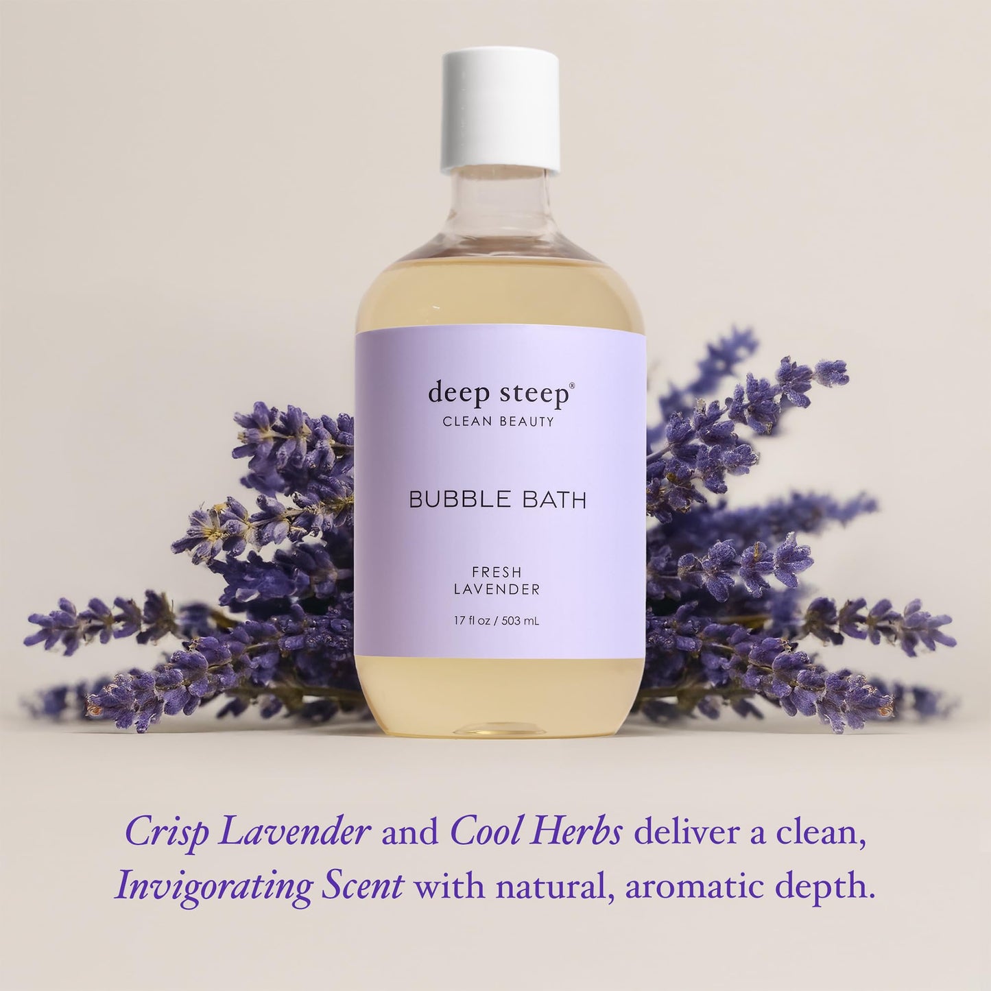 Deep Steep Fresh Lavender Bubble Bath for Women, Hypoallergenic, Clinically Tested, Clean Formula for Sensitive Skin, Sulfate-Free, 17 fl oz Bottle Beauty & Personal Care Deep Steep