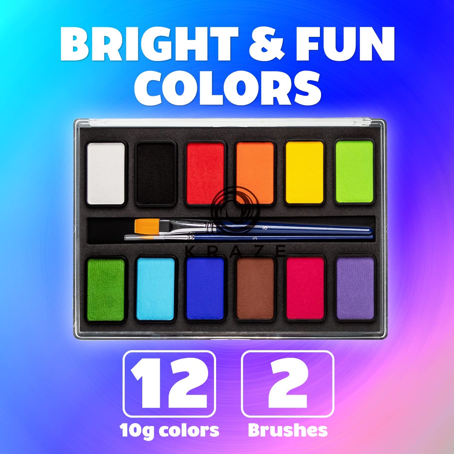Kraze FX Basic Party Professional Face Paint Palette (12 x 10 gm) - Water Activated, Hypoallergenic, Safe, Non Toxic Body Paint Makeup Cosplay SFX Beauty & Personal Care Kraze FX