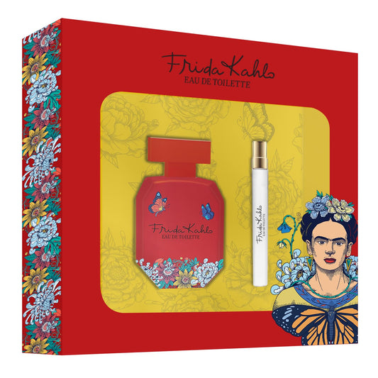 Frida Kahlo Red Eau de Toilette for Women - 2-Piece Set- Warm Floral Scent with Rose, Grapefruit, Jasmine, Vanilla - Long-Lasting - Contains 3.4oz