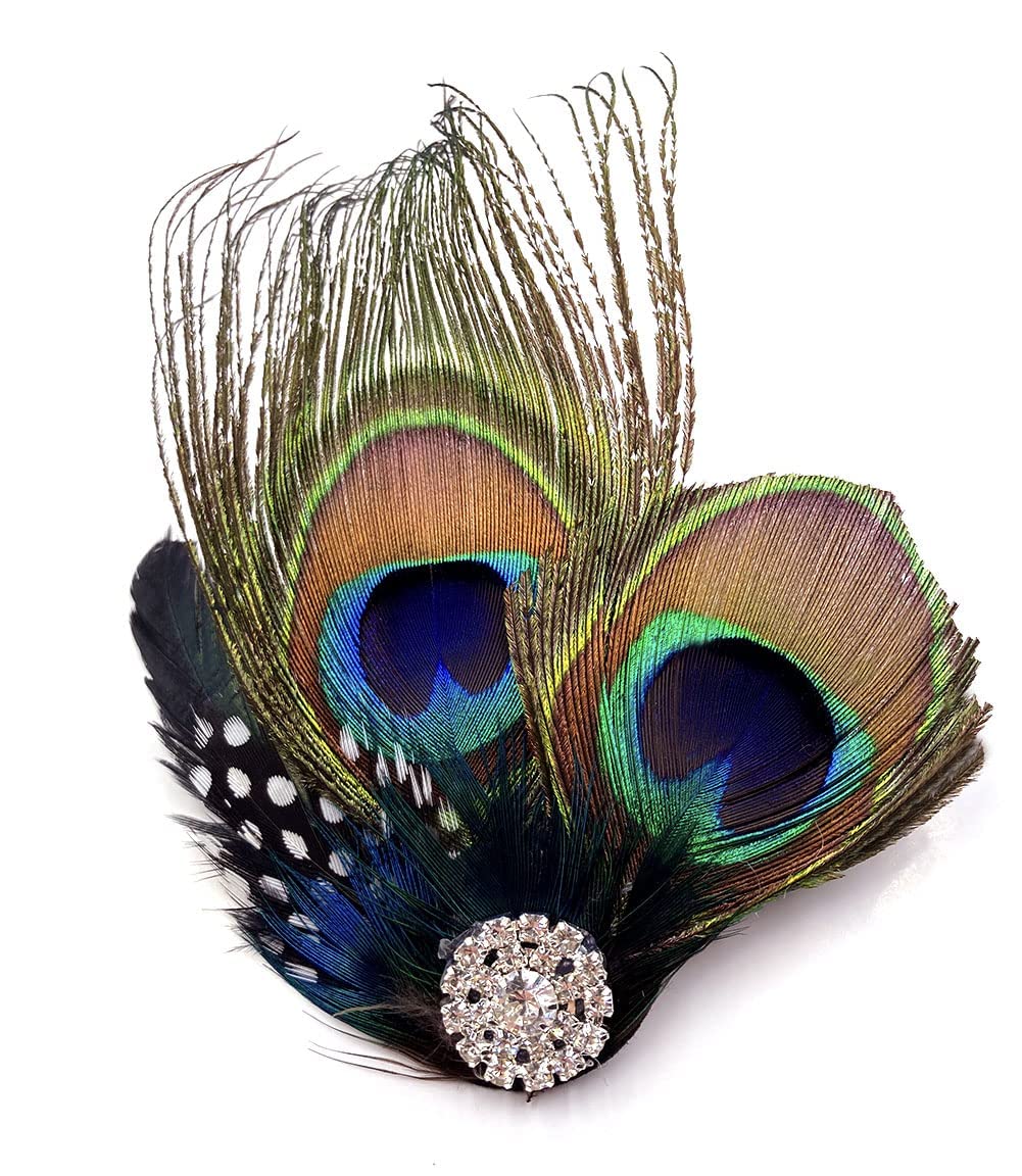 Aliotech Beautiful Butterfly Peacock Feather Hair Clip Pins with Rhinestones,Feather Hair Clip Pin Bridal Wedding Dance Party Hair Accessory Beauty & Personal Care Aliotech
