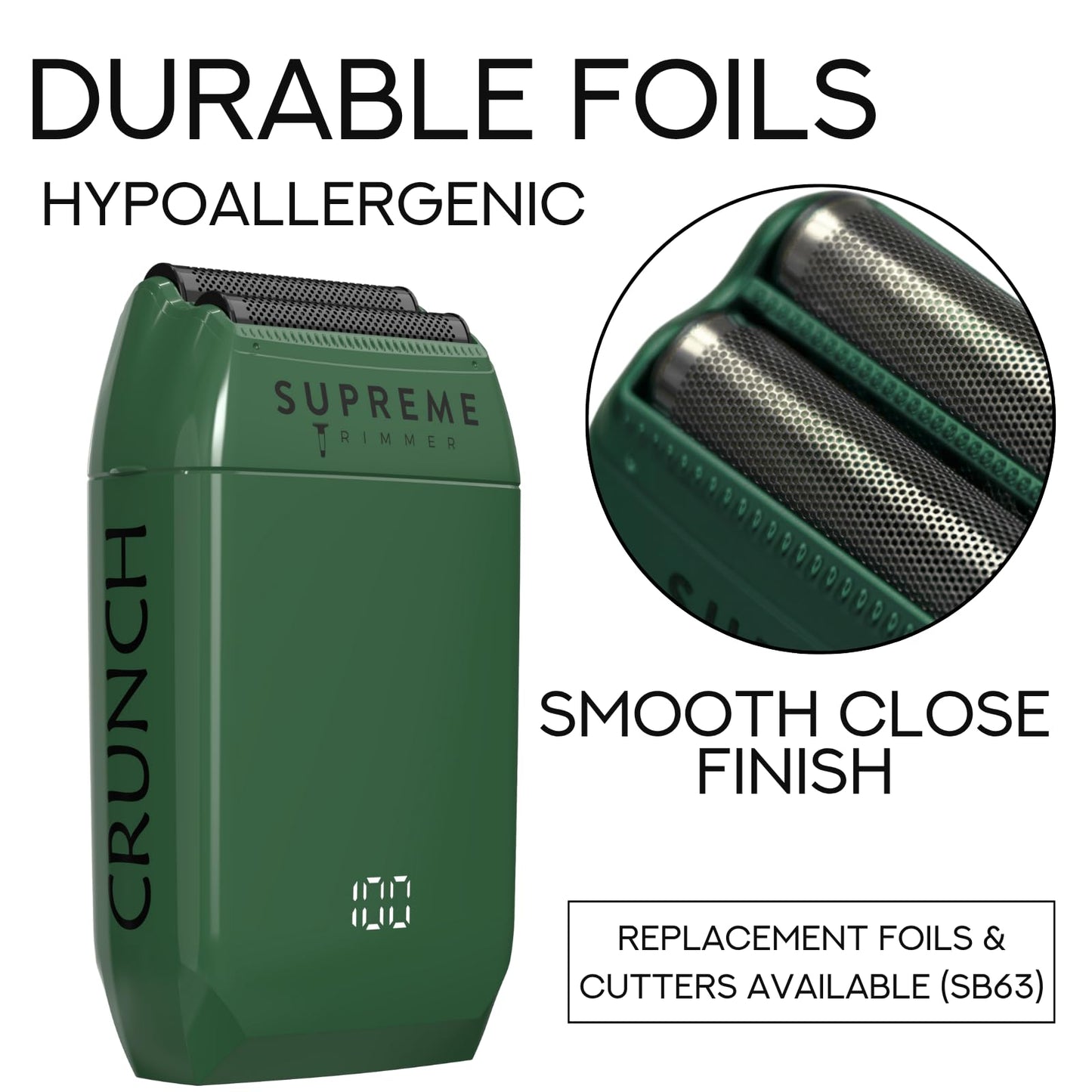 Supreme Trimmer Replacement Foil & Cutter SB63 - Hypoallergenic Foil for Crunch STF602 - Green Beauty and Personal Care Supreme Trimmer