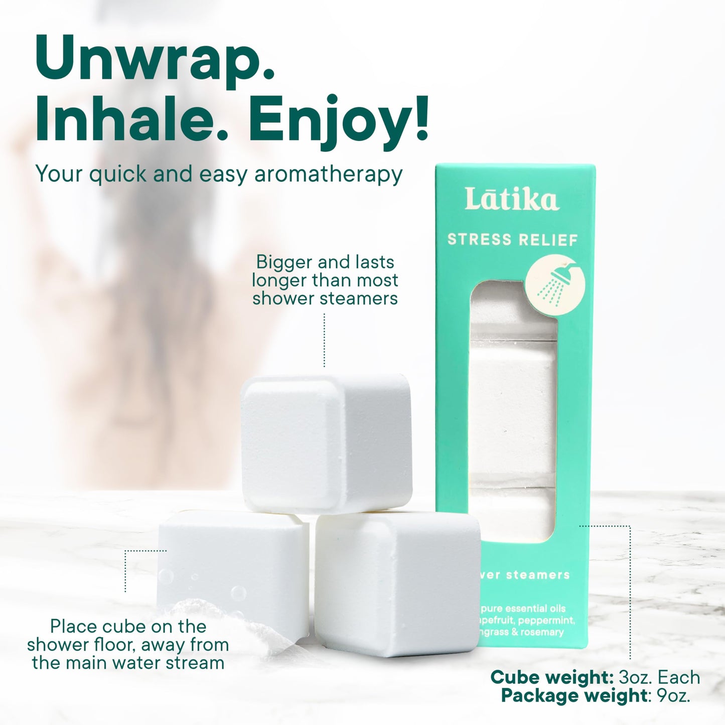Latika Stress Relief Steamer - Aromatherapy with Pink Grapefruit, Peppermint, Lemongrass and Rosemary - Calming and Relaxing for Anxiety Relief, Spa Beauty and Personal Care Latika