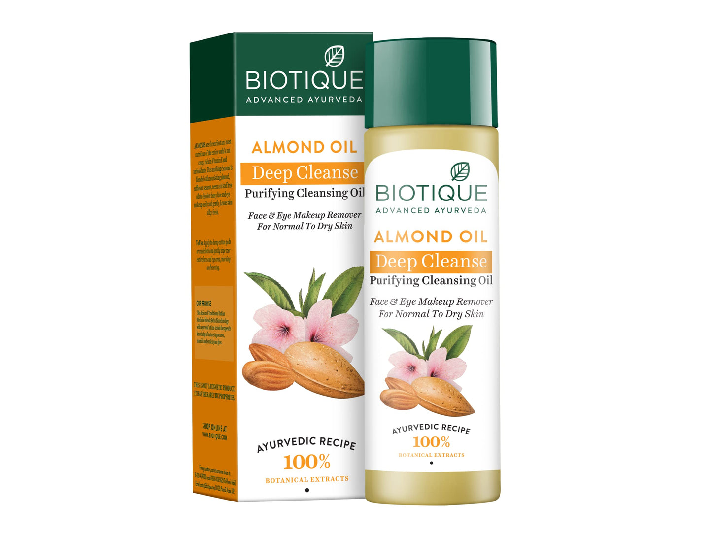 Biotique Bio Almond Oil Soothing Face and Eye Make Up Cleanser, 120 ml/4.05Oz. Beauty & Personal Care Biotique