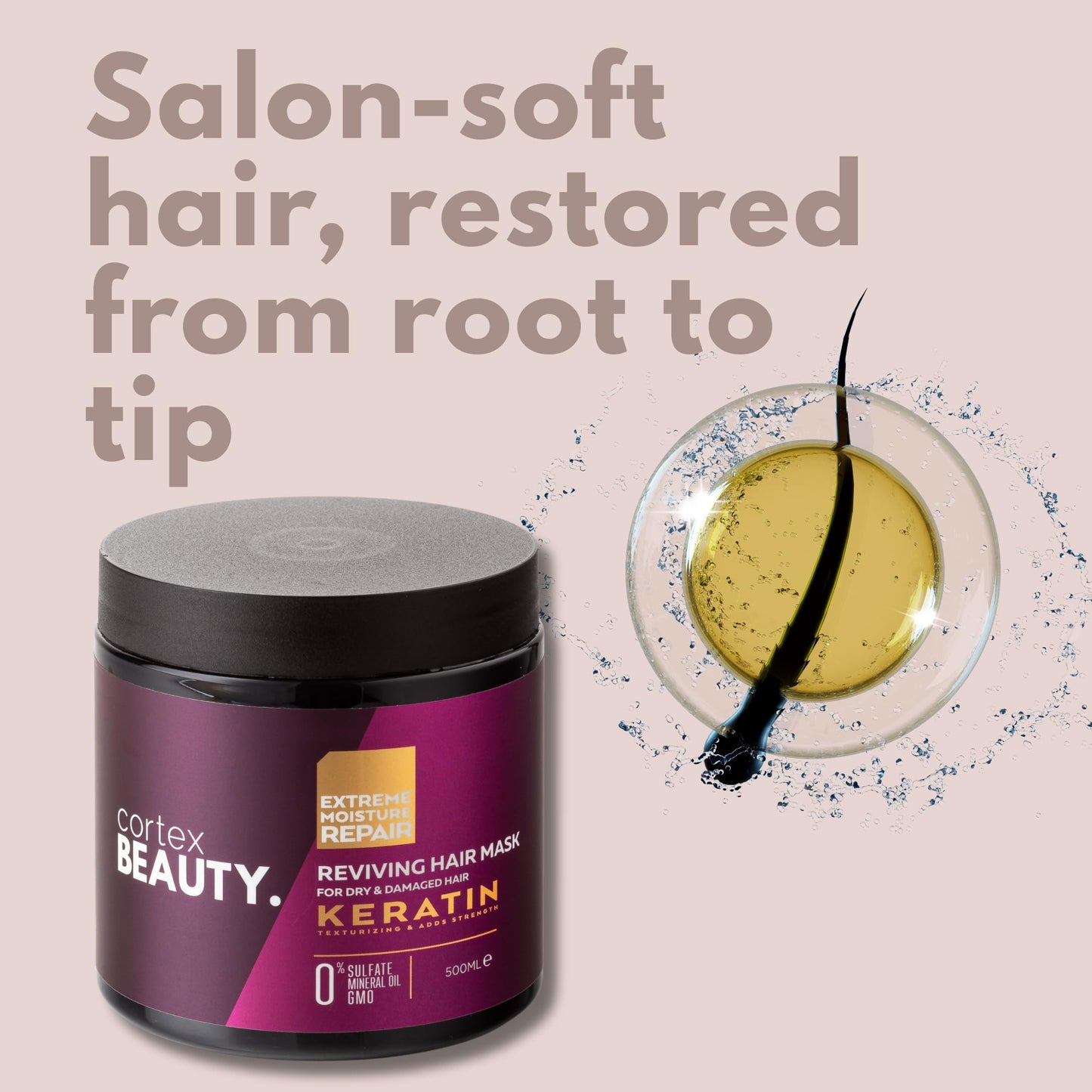 Cortex Beauty | Keratin Hydrating Shampoo, Strengthening Conditioner, and Reviving Hair Mask Set Beauty & Personal Care Cortex International