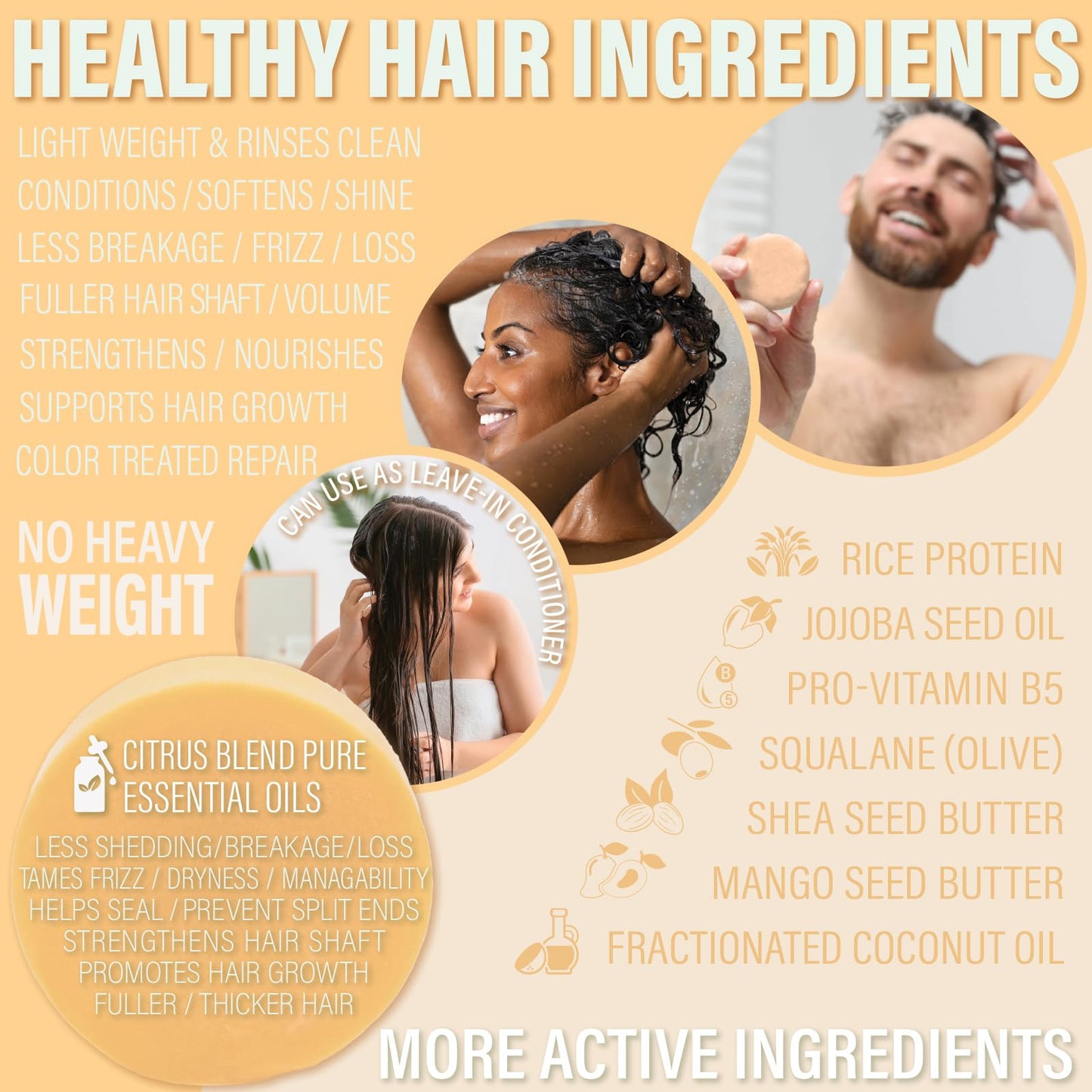 Luxiny Shampoo and Conditioner Bar Set - Sulfate Free, Moisturizing, All Hair Types (Citrus Splash) - 1 Shampoo Bar, 60g & 1 Conditioner Bar, 50g Beauty & Personal Care Luxiny